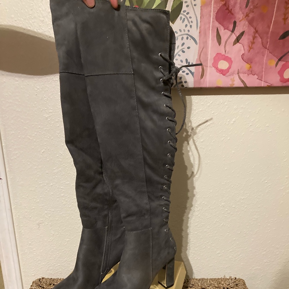 Charlotte Russe Grey Suede Thigh Highs